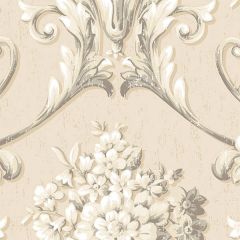 CS35624 Floral Damask Wallpaper Cream, Beige, Grey Classic Silks 2 Norwall Wallcovering