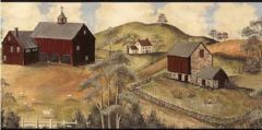 Primitive Country Scene Wallpaper Border