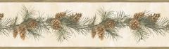Fleming Cream Pine Boughs Trail Wallpaper Border Chesapeake BBC48402B