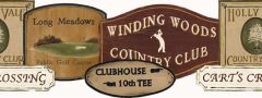 Country Club Golf Sign Wallpaper Border