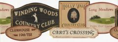Country Club Golfing Black Wallpaper Border