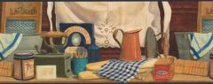 Blue Old Fashion Laundry Wallpaper Border