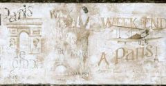 Beige Weekend in Paris Wallpaper Border