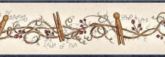 Clothespins and Rosehips Wallpaper Border FAM65041B