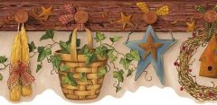 Country Pegboard Wallpaper Border