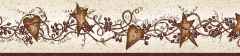 Sassafras Red Curly Stars Trail Wallpaper Border Chesapeake BBC65171B