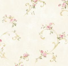 Betty Pink Tearose Acanthus Trail Wallpaper Sidewall Chesapeake BBC77761