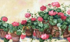 Potted Geranium Wall Paper Border