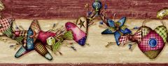Country Craft Hearts & Stars Wallpaper Border - Chesapeak Wallcovering