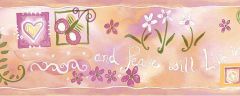 Pink Live in Peace Wallpaper Border FF03093B