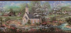 Burgundy Fellowship Lane Wallpaper Border