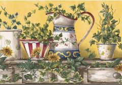 Yellow Ivy Pitcher Wallpaper Border