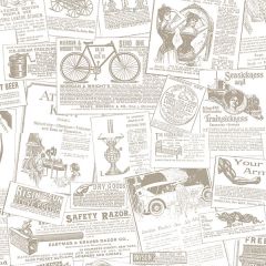 FH37500 Newspaper Wallpaper Beige Farmhouse Living Norwall Wallcovering