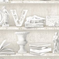 FH37507 Curio Cabinet Wallpaper Beige Farmhouse Living Norwall Wallcovering
