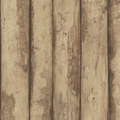 FH37536 Log Cabin Wallpaper Brown, Raw Sienna, Amber, Cedar Farmhouse Living Norwall Wallcovering