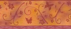 Orange Butterfly Glitter Wallpaper Border