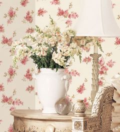 FK26935 Lilac Sprigs Wallpaper Pink, Red, Cream Pretty Prints 4 Norwall Wallcovering