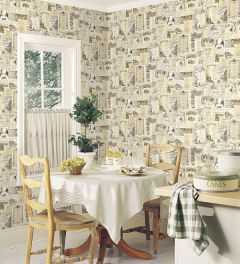 FK26955 Menu Sidewall Wallpaper Beige, Pink, Blue Fresh Kitchens 5 Norwall Wallcovering