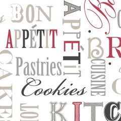 FK34413 Kitchen Script Wallpaper Red, Beige Silver Fresh Kitchens 5 Norwall Wallcovering
