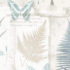 FK34414 Parchment Ferns Wallpaper Blue, Taupe Fresh Kitchens 5 Norwall Wallcovering