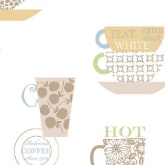 FK34426 Coffee Time Wallpaper Green, Yellow, Brown, Blue Fresh Kitchens 5 Norwall Wallcovering