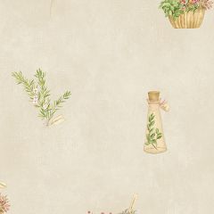 FK34430 Fresh Herbs Wallpaper Red, Cream, Green Kitchens 5 Norwall Wallcovering