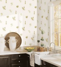 FK34432 Fresh Herbs Wallpaper Beige, Green Kitchens 5 Norwall Wallcovering