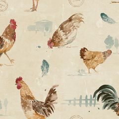 FK34434 Fresh Chicken Wallpaper Beige, Teal, Orange Kitchens 5 Norwall Wallcovering