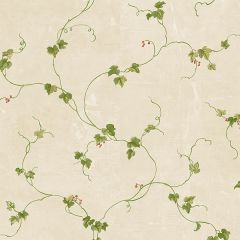 FK34435 Small Berries Trail Wallpaper Tan, Green, Red Fresh Kitchens 5 Norwall Wallcovering