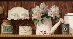 Mustard Check and Country Tins Wallpaper Bord
