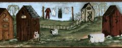 Burgundy Outhouse Wallpaper Border