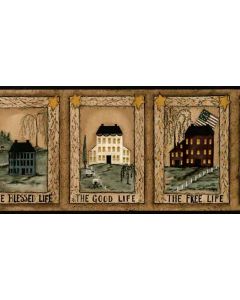 Framed Shaker House Mustard Wallpaper Border
