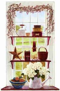 Rose Hip Swag Window Mural  FK3991M