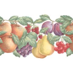 FK78451DC Double Die Cut Fruit Wallpaper Border Yellow, Red, Purple, Green Fresh Kitchens 5 Norwall Wallcovering