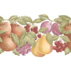 FK78452DC Double Die Cut Fruit Wallpaper Border Yellow, Red, Pruple, Green Fresh Kitchens 5 Norwall Wallcovering