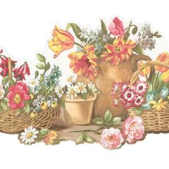 FK78464DC Die Cut Basket Wallpaper Border Red, Brown, Yellow Fresh Kitchens 5 Norwall Wallcovering