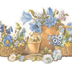 FK78465DC Die Cut Basket Wallpaper Border Blue, Brown Fresh Kitchens 5 Norwall Wallcovering
