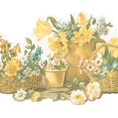 FK78466DC Die Cut Basket Wallpaper Border Yellow Fresh Kitchens 5 Norwall Wallcovering
