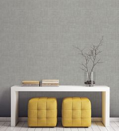 G67460 Medium Grey Linen Grid Wallpaper Natural FX Norwall Wallcovering