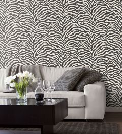 G67491 Black, White Zebra Print Wallpaper Natural FX Norwall Wallcovering