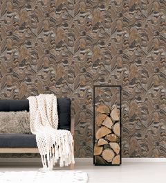 G67975 Agate Tile Wallpaper Metallic Gold, Lavish Black, Grey Organic textures Norwall Wallcovering