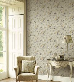 GC29829 Jacobean Floral Wallpaper Grey, Yellow, Grey Manor House Norwall Wallcovering