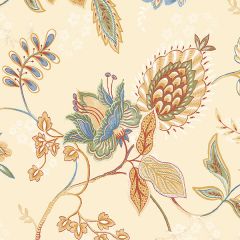 GC29831 Jacobean Floral Wallpaper Blue, Ochre, Red, Green Manor House Norwall Wallcovering