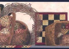Blue Hand Woven Basket Wallpaper Border GG54001B