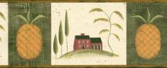 Pineapple & Saltbox House Wallpaper Border - Chesapeake