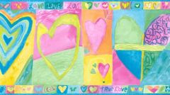 Multi-Color Hearts Wall Paper Border