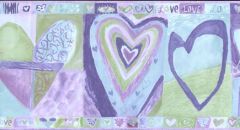 Purple and Green Heart Wall Paper Border