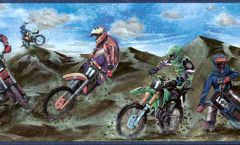 Blue Motocross Wallpaper Border