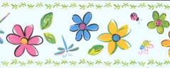 Multi Colored Flowers Wall Paper Border
