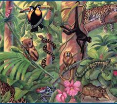 Blue Jungle Scene Wallpaper Border- 1 left
